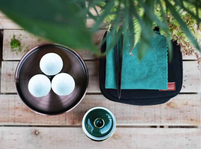 green porcelain gongfu tea set